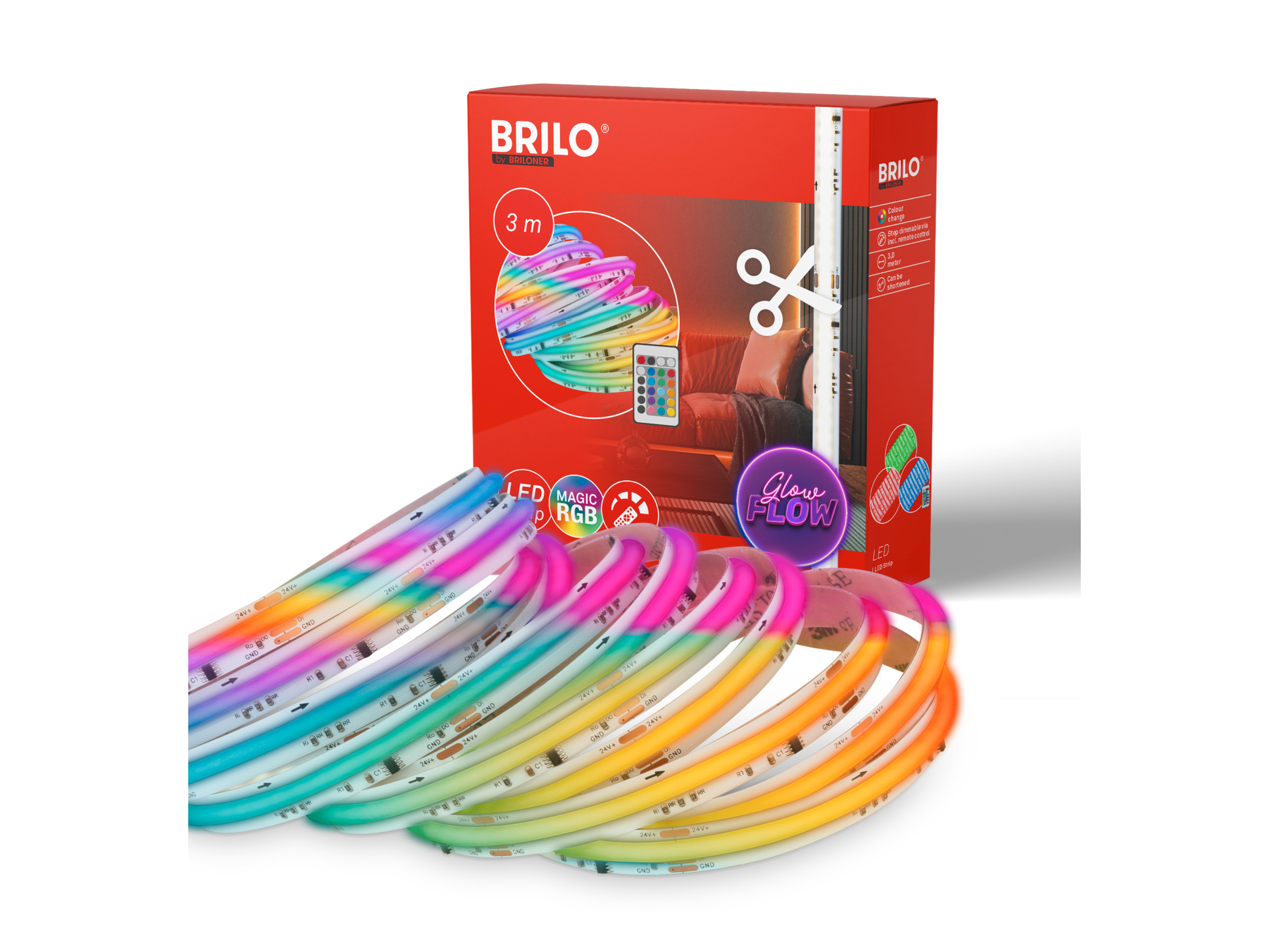 BRILONER COB LED-strip 3 m (RGBIC)