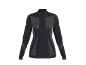 Zwart sportshirt met lange mouwen, rits en grijze streepdetails.