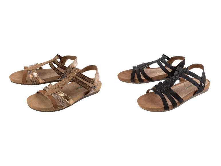 Twee paar zwarte en gouden sandalen van het merk Rieker.