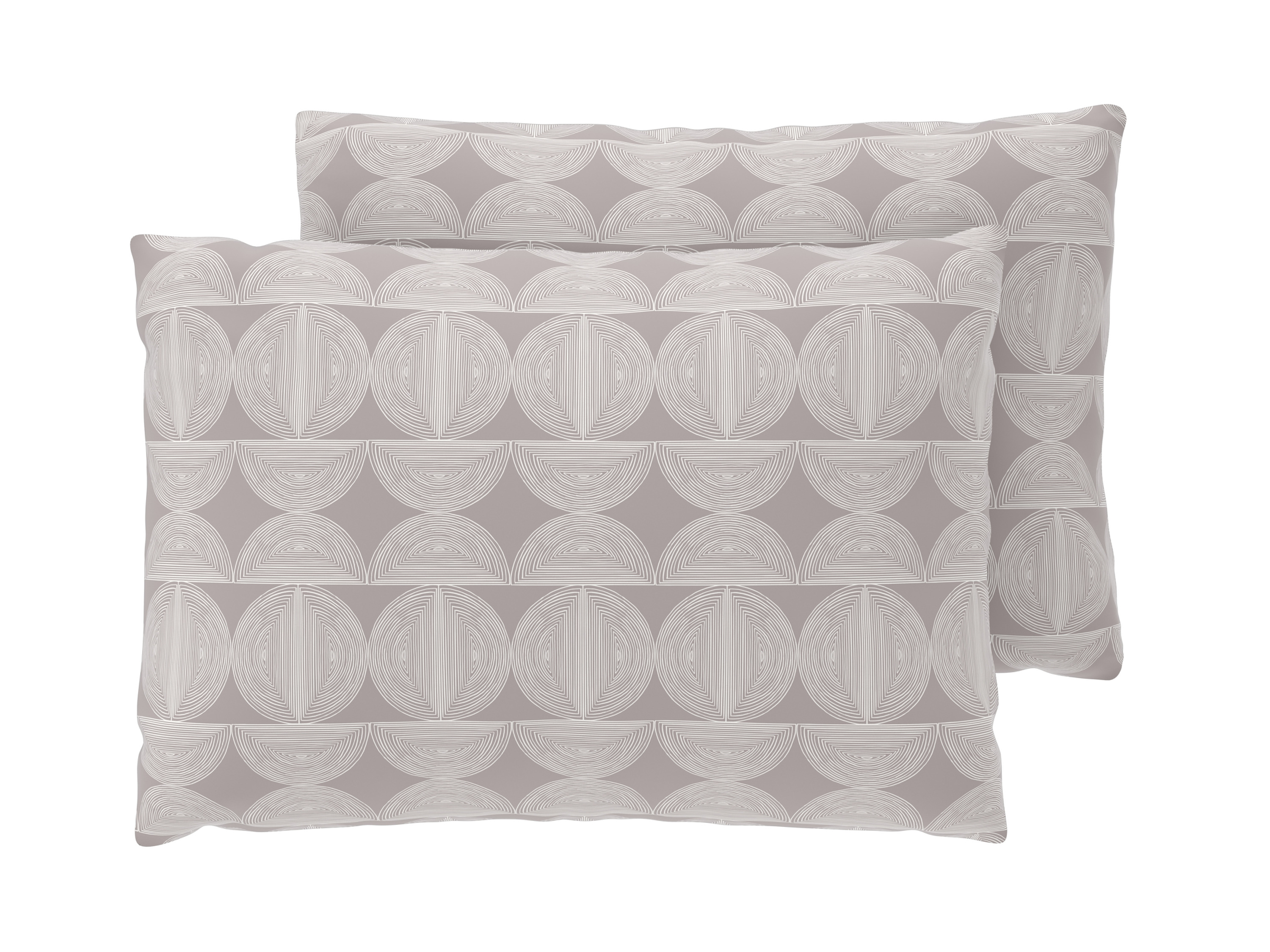 LIVARNO Set van 2 satijnen kussenslopen 60 x 50 cm (Cirkels/beige)