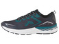 Zwarte hardloopschoenen met groene details.
