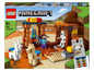 Lego Minecraft set met een handelspost, lama's en Steve.