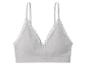 Grijze bralette bh met kanten afwerking.