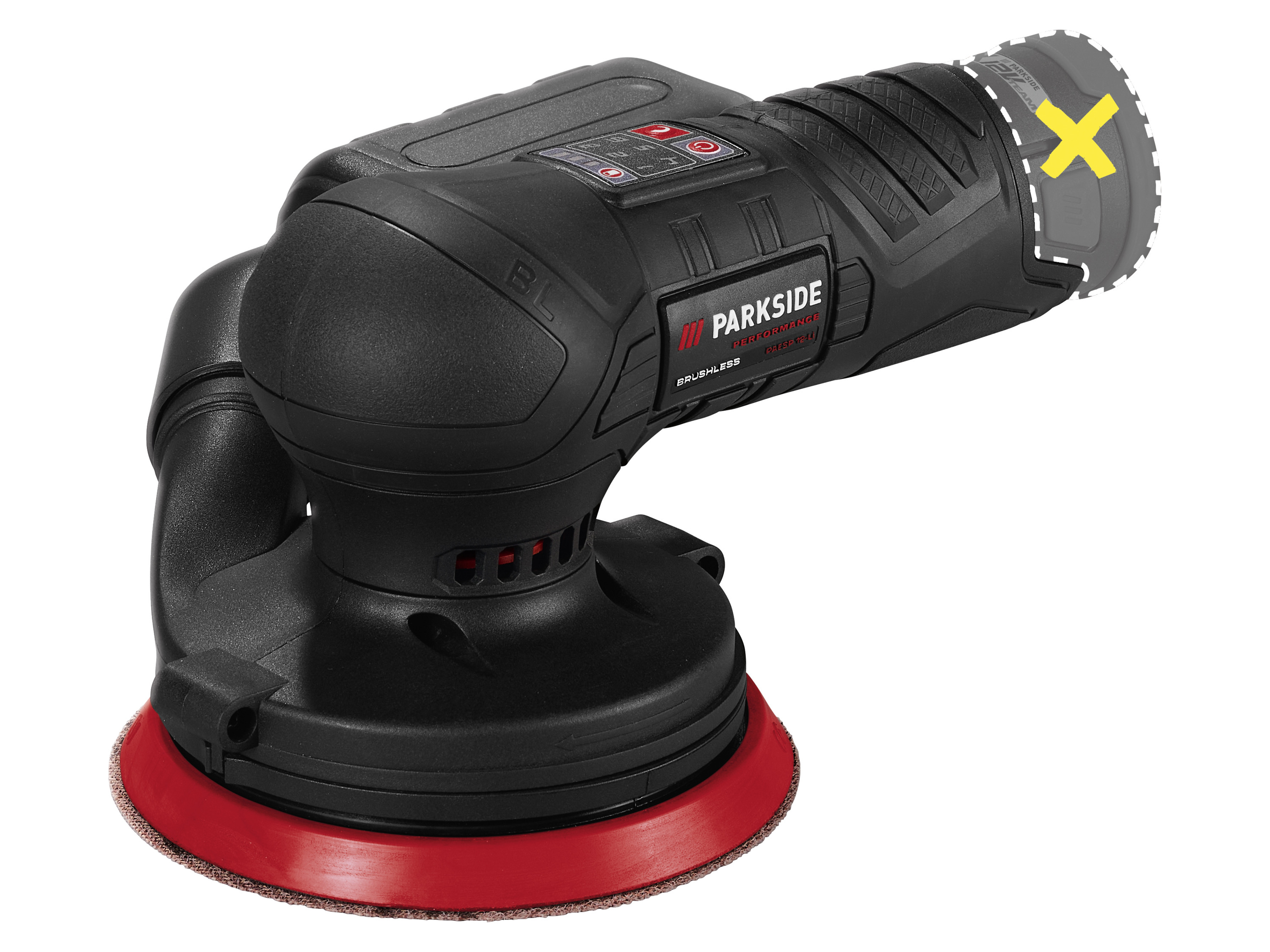 PARKSIDE PERFORMANCE Accu-excentrische schuurmachine of -vlakschuurmachine 12 V zonder accu en lader (Excentrische schuurmachine) afbeelding