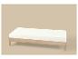 Houten bank met wit kussen op een beige achtergrond
