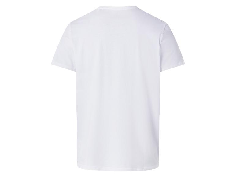 Wit T-shirt met korte mouwen en ronde hals, achteraanzicht.