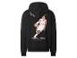 Zwarte hoodie met basketbalspeler illustratie en tekst 'some legends live forever'.