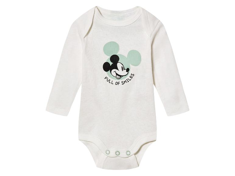 Witte baby romper met lange mouwen en Mickey Mouse print.