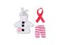 BABY born poppenkleding set met sneeuwkonijn jas, roze gestreepte broek en rode sjaal.