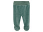 Groene babybroek van velours met voetjes