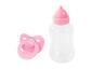 Roze fopspeen en babyfles.