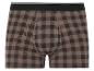 Boxershorts met bruin-zwart ruitpatroon.