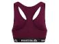 Bordeauxrode Reebok sportbeha met zwarte elastische band met logo.