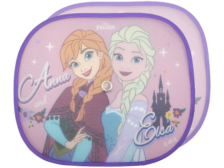 Disney Frozen auto zonnescherm met Anna en Elsa op een roze achtergrond