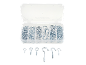 Set gegalvaniseerde schroefhaken en oogjes in transparante organizer met diverse maten