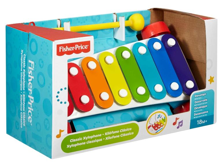 Fisher-Price klassieke xylofoon met gekleurde toetsen en hamer, voor kinderen van 18 maanden+