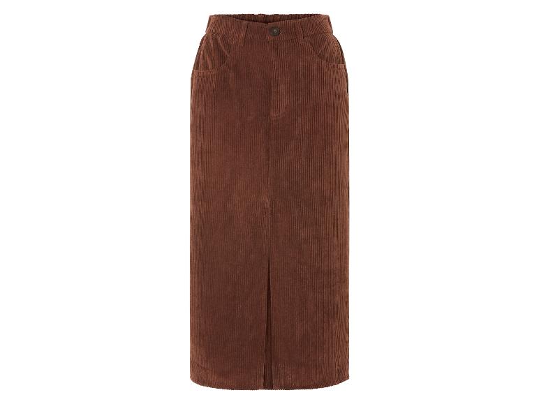Een bruine corduroy rok met split.