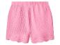 Roze dames shorts met elastische tailleband en broderie anglaise zoom