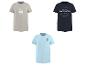 Zomer T-shirts met strandprints: een beige 'Summer State', een marineblauwe 'Beach Club' en een lichtblauwe met palmbomen.