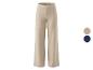 Beige wijde broek met kleuropties in beige en donkerblauw.