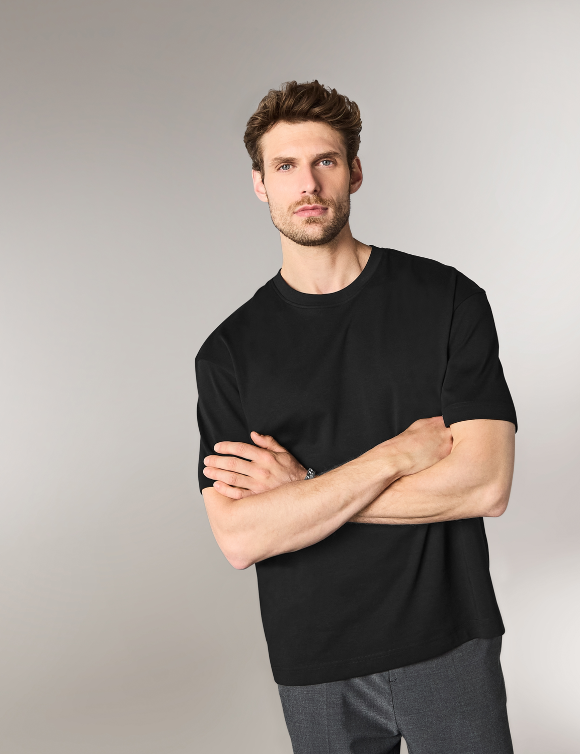 ESMARA MEN Heren oversized T-shirt (Zwart, L)