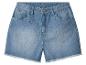 Lichtblauwe denim shorts met gerafelde zomen.