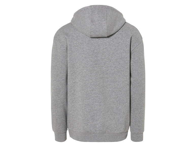 Een grijze hoodie met capuchon.