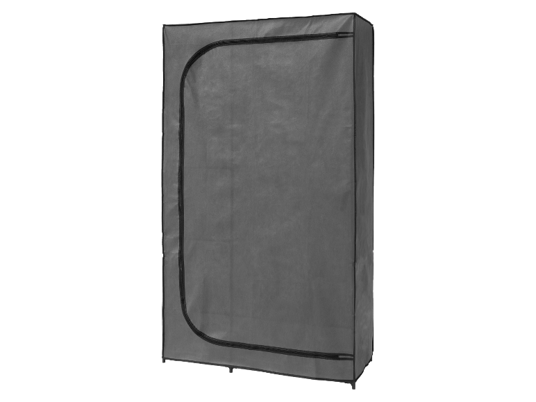 Grijze kledingkast van textiel met rits.