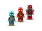 Drie LEGO Ninjago minifiguren: een blauwe ninja, een rode ninja en een rode demonfiguur.