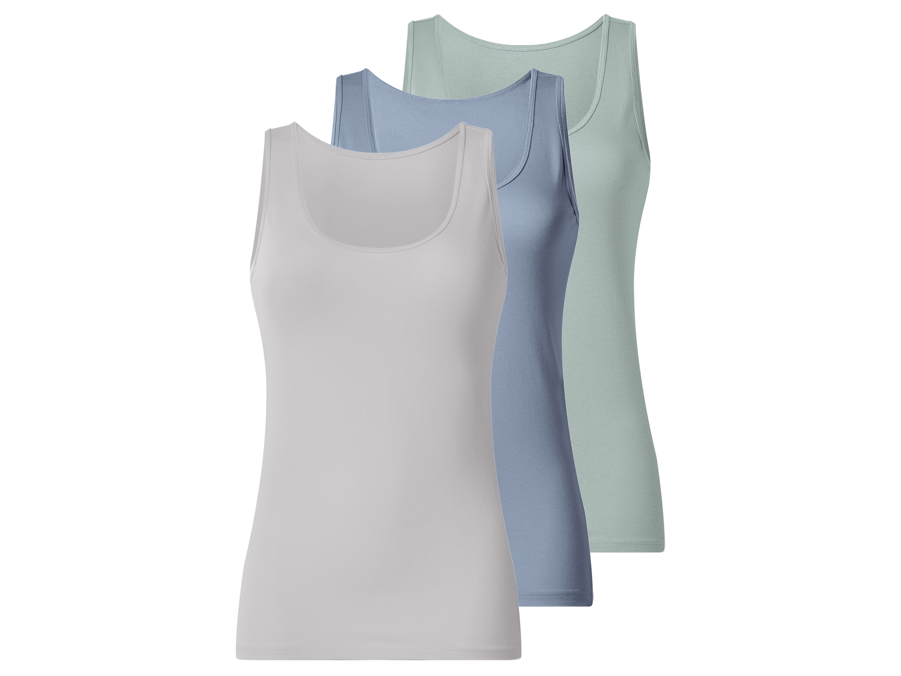 esmara Set van 3 dames hemden (groen/blauw/wit, S (36/38))
