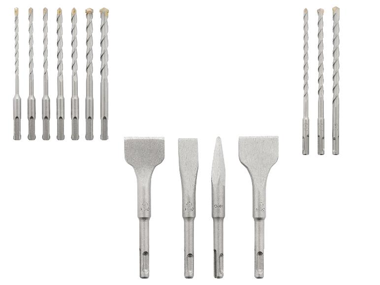Set betonboren en beitels, diverse maten en punten.