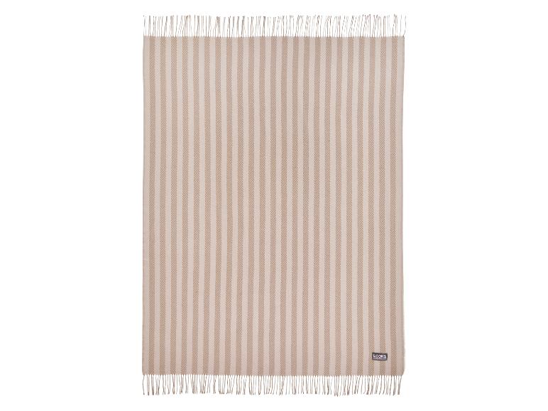 Beige en wit gestreepte plaid met franjes