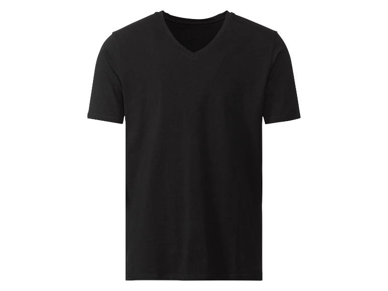 Een zwart t-shirt met V-hals.