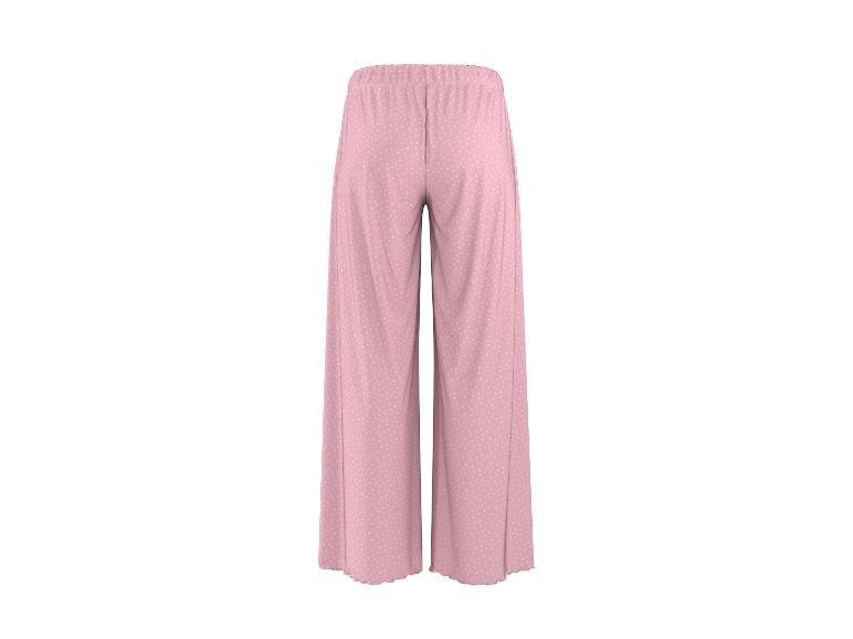 Roze damesbroek met witte stippen, achteraanzicht