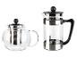 Glazen thee-kan met zeef en glazen French Press.