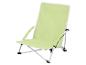 Lichtgroene opvouwbare stoel met wit frame.