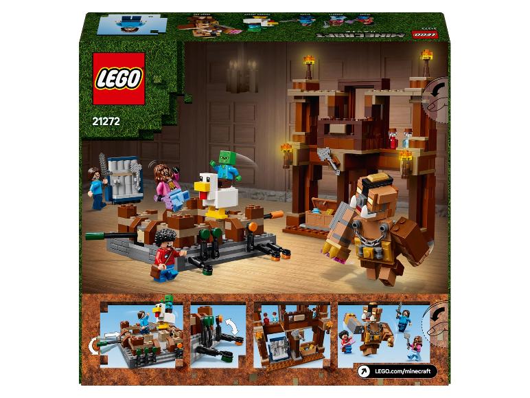 Bouwset met figuren en een gebouw in Minecraft-stijl, nummer 21272.