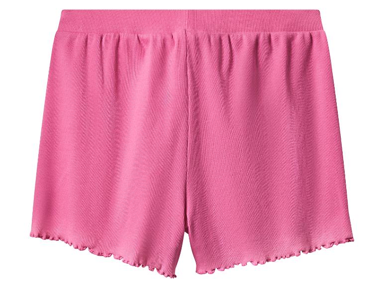 Roze geribde shorts, met gegolfde zoom.