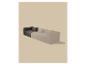 Modulaire L-vormige bank in donkergrijs en beige, met kussens.