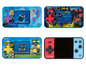 Vier Cyber Arcade Pocket handheld-spelconsoles met Frozen, Spiderman, Paw Patrol en een zwart-wit ontwerp.