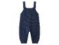 Donkerblauwe gebreide baby romper met schouderbanden