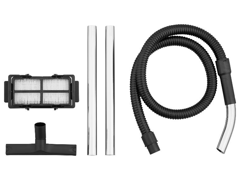 Stofzuigeraccessoires: filter, buizen, slang en vloermondstuk.