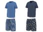 Heren pyjama T-shirts en shorts, gestreept en met citroenprint.