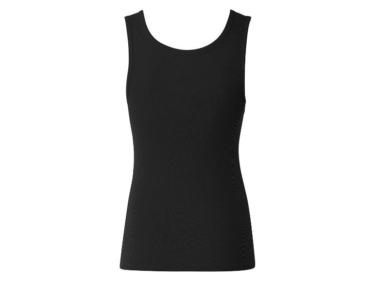 Zwarte geribbelde tanktop.