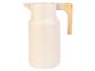 Beige thermoskan met bamboe handvat.
