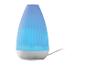 Blauwe aroma diffuser met geribbelde textuur en twee bedieningsknoppen.