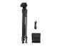 Een zwart statief van Parkside met een USB-kabel en een draagtas.