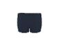 Donkerblauwe boxershort met witte elastische tailleband, achteraanzicht.