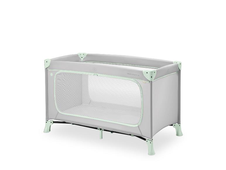 Grijs Hauck Dream N Play Plus reisbedje met groene accenten