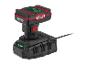 Zwarte accu met oplader, 4.0 Ah, 12V, met rode en groene accenten.